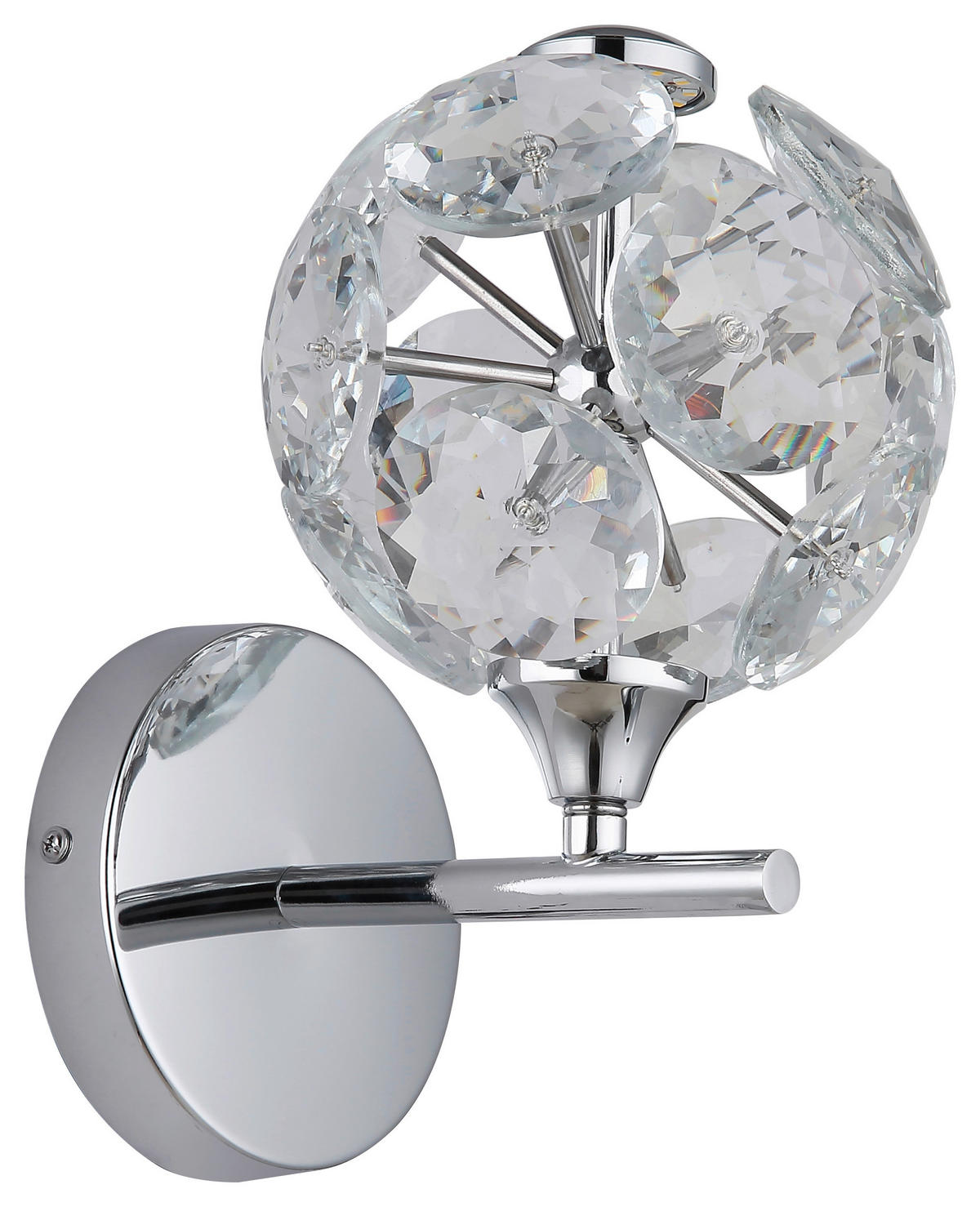 GLOBO Wandleuchte Chrom klar Metall Glas H: ca. 24 cm 1 Brennstellen Virina - klar/Chrom (24,00cm) - GLOBO