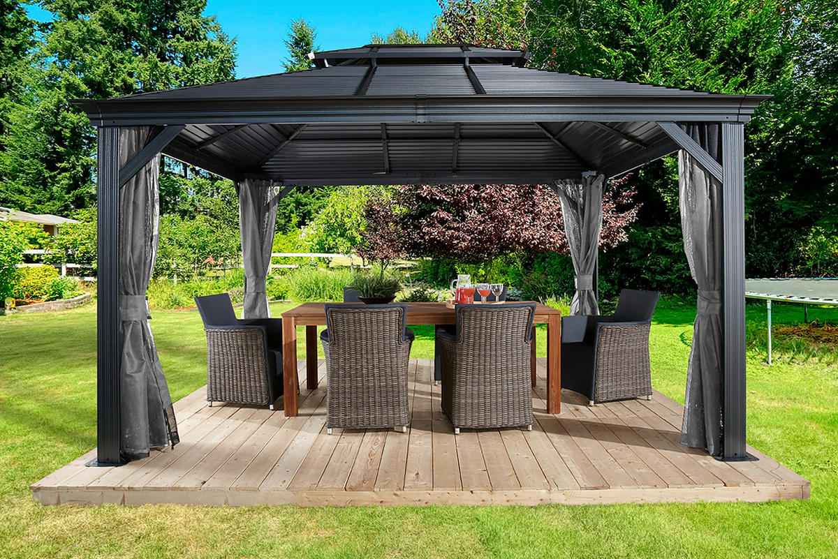 Sojag Pavillon Mykonos edles Basaltgrau Metall B/H/L: ca. 425x291x299 cm Mykonos - edles Basaltgrau (299,00/425,00/291,00cm) - Sojag