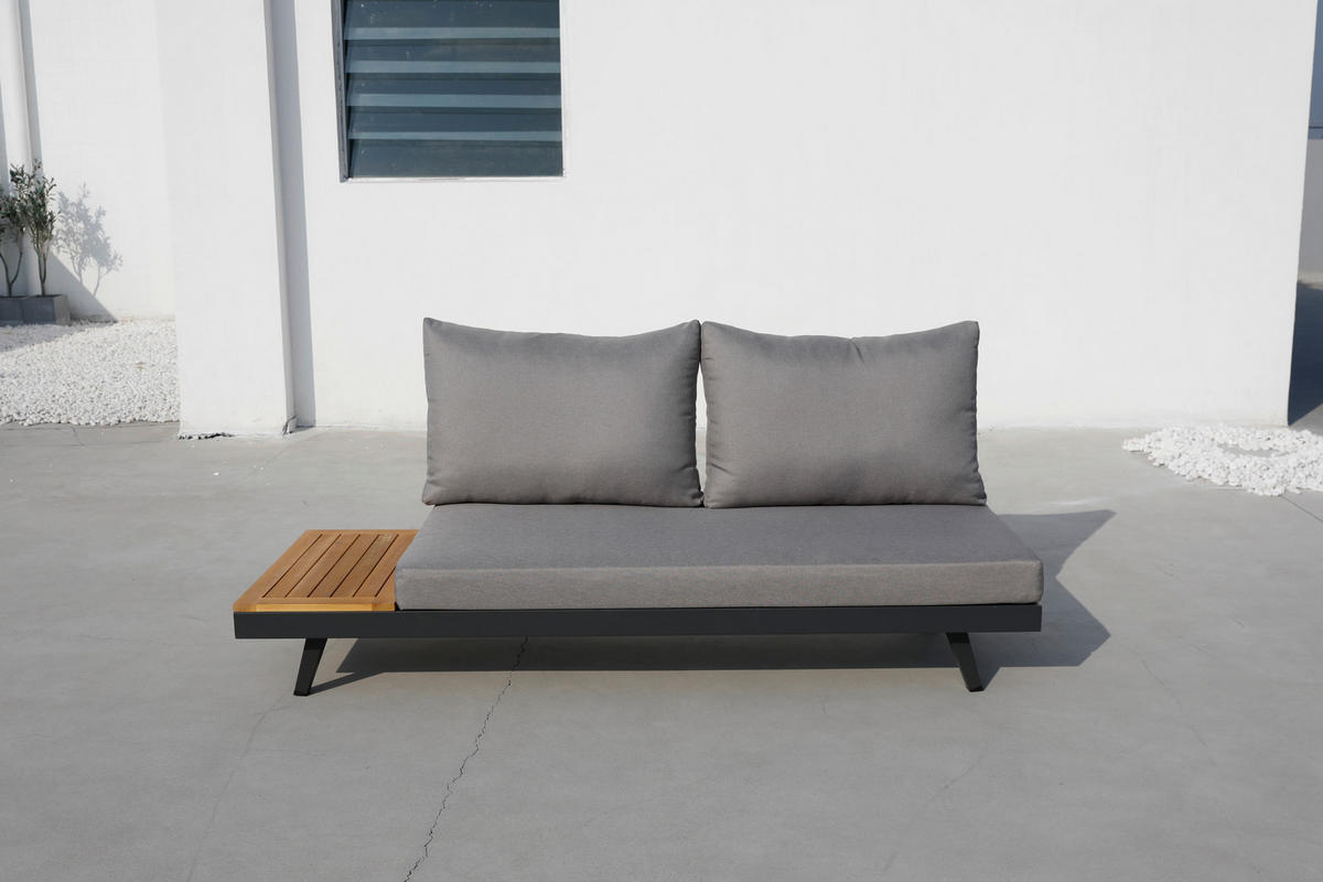 Acamp Loungeset Naxos anthrazit Polyester-Mischgewebe B/H/T: ca. 175x70x78 cm Naxos - anthrazit/teak (175,00/70,00/78,00cm) - Acamp