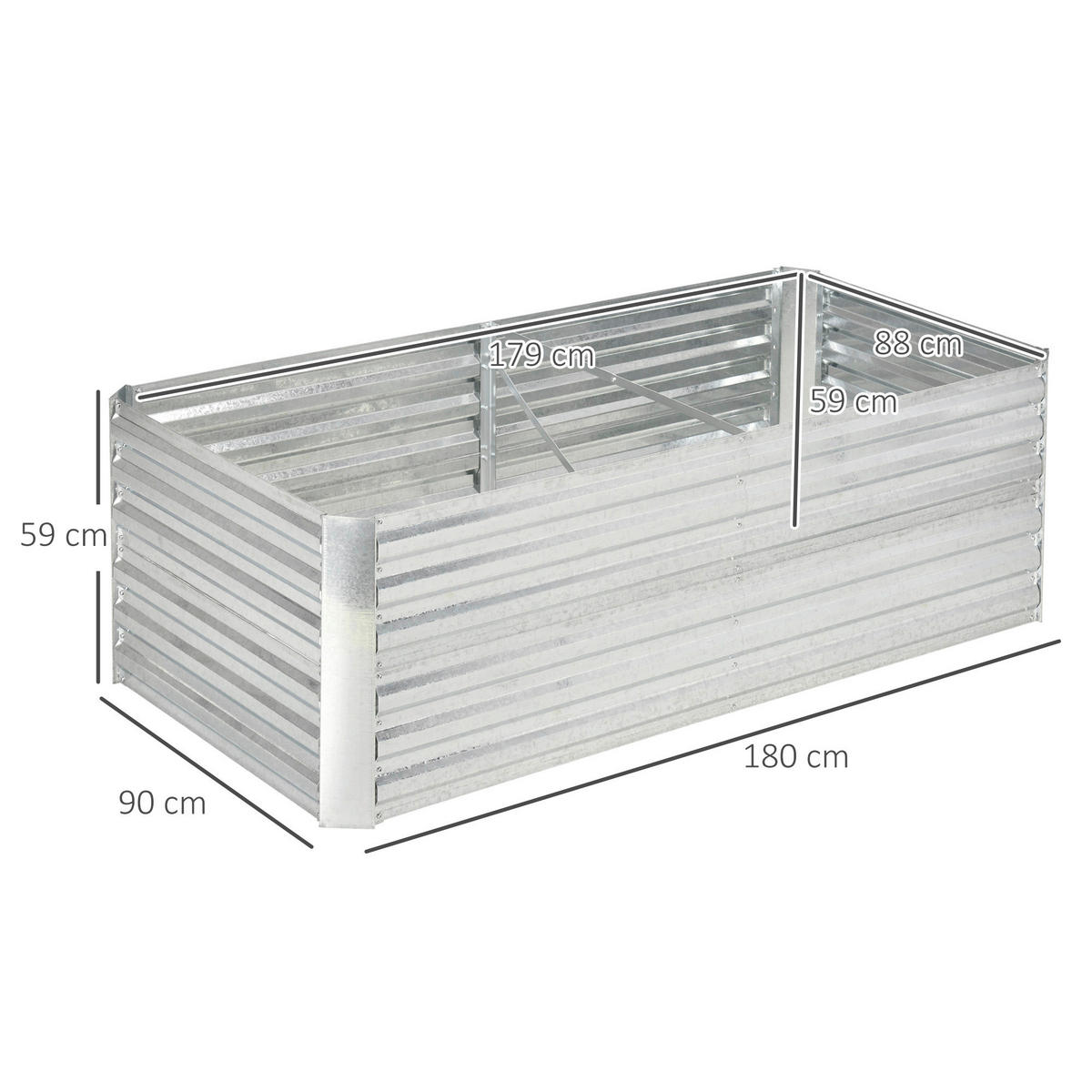 Outsunny Hochbeet silber Stahl B/H/L: ca. 90x59x180 cm Hochbeet - silber (180,00/90,00/59,00cm) - Outsunny