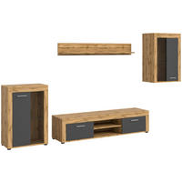 Wohnwand Jam Eiche Wotan Nachbildung grau B/H/T: ca. 310x169x35 cm Jam - Eiche/grau (310,00/169,00/35,00cm) - xonox.home