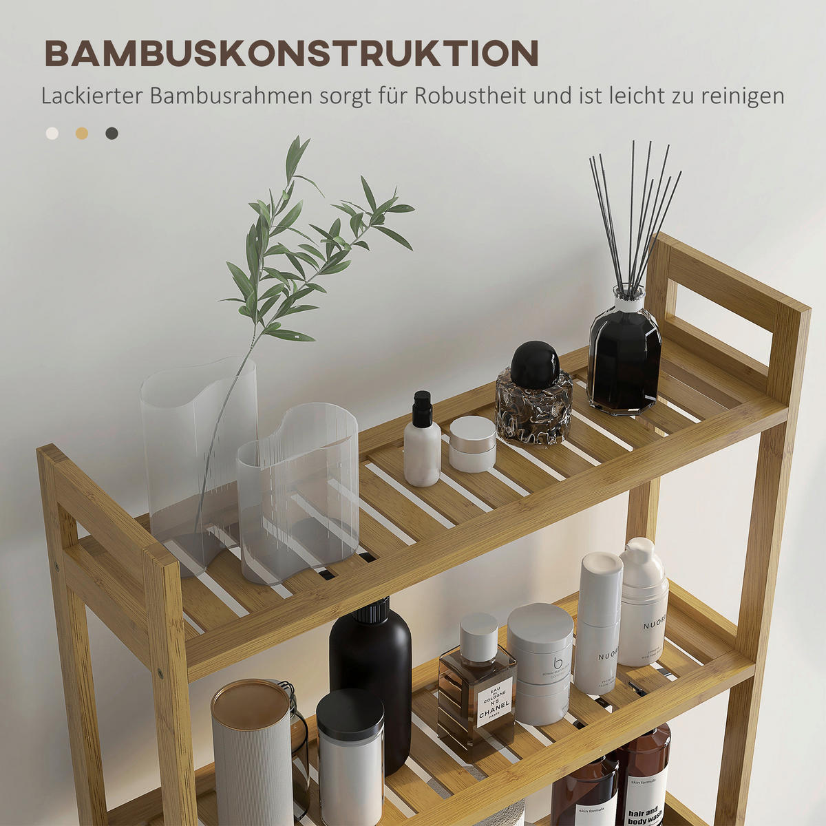 Badregal natur Bambus B/H/L: ca. 20x68x165 cm Badregal - natur (165,00/20,00/68,00cm) - kleankin