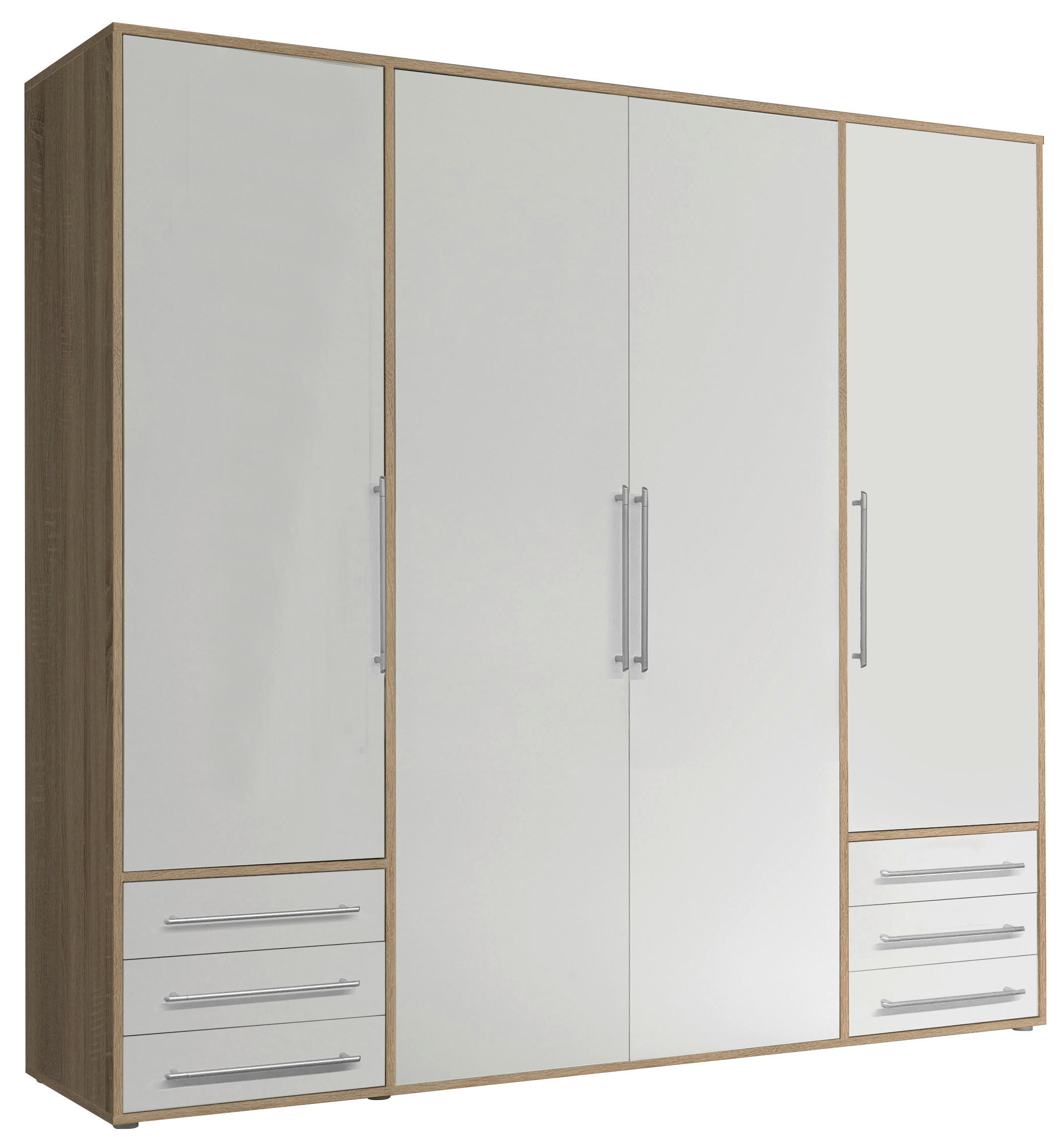 Kleiderschrank Lyss Eiche Sonoma Nachbildung weiß B/H/T: ca. 206x194x58 cm Lyss - Eiche/weiß (206,00/194,00/58,00cm)