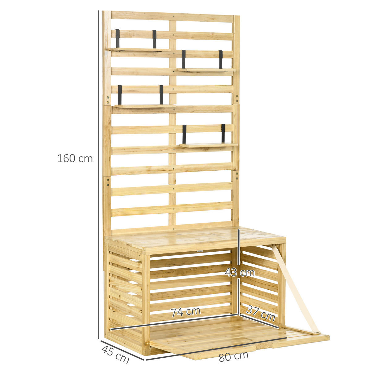 Outsunny Aufbewahrungsbox Aufbewahrungsbox - natur (80,00/45,00/160,00cm) - Outsunny