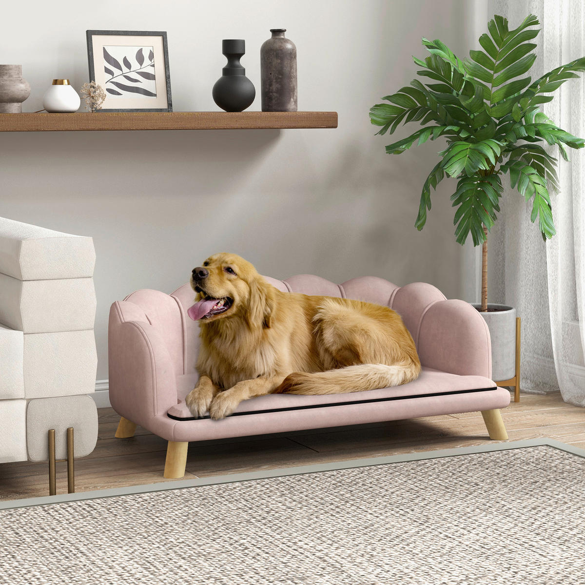 PawHut Hundesofa rosa Schaumstoff B/H/L: ca. 60,5x35,5x98,5 cm Hundesofa - rosa (98,50/60,50/35,50cm) - PawHut