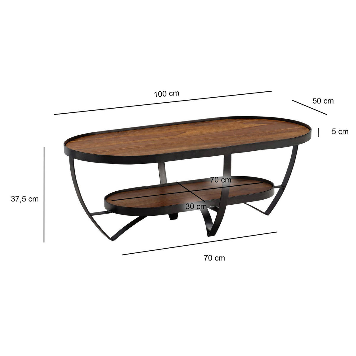 Couchtisch braun B/H/T: ca. 100x35x50 cm Couchtisch - braun (100,00/35,00/50,00cm) - Wohnling