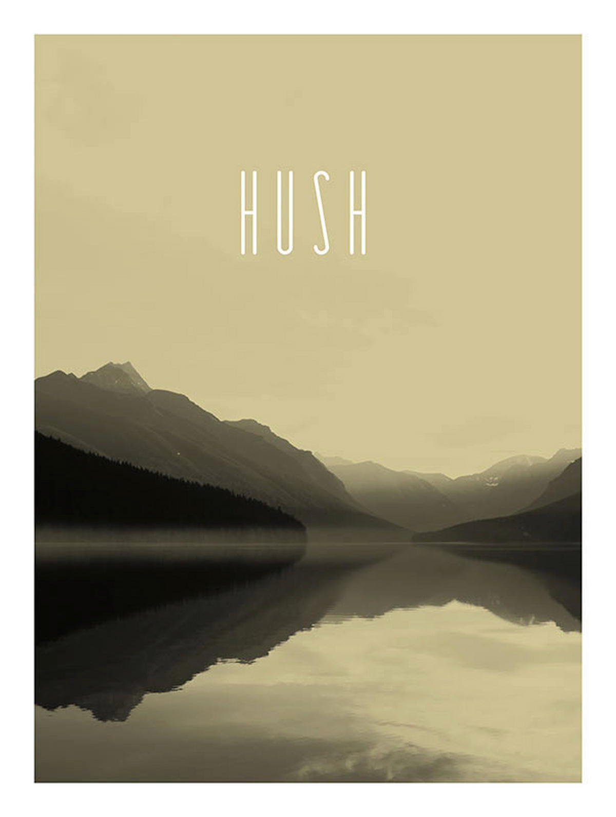 Komar Poster Word Lake Hush Sand Natur B/L: ca. 30x40 cm Word Lake Hush Sand - (30,00/40,00cm) - Komar