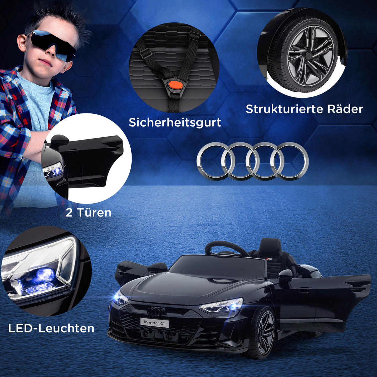 HOMCOM Kinder-Elektroauto schwarz B/H/L: ca. 58x41x103 cm Kinder Elektroauto - schwarz (103,00/58,00/41,00cm) - HOMCOM