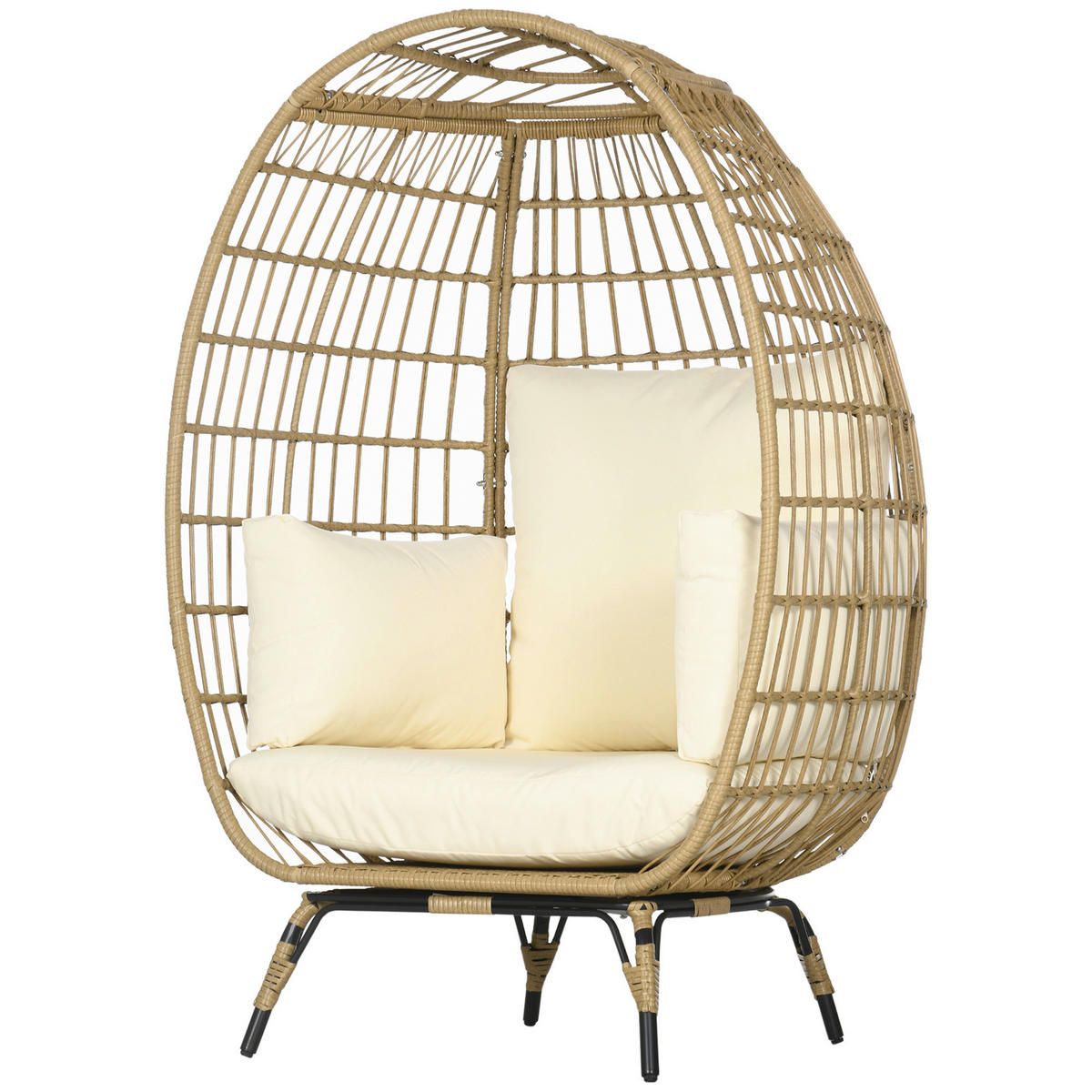 Outsunny Gartensessel khaki Polypropylen B/H/L: ca. 90x105x148 cm Rattansessel - beige/khaki (148,00/90,00/105,00cm) - Outsunny