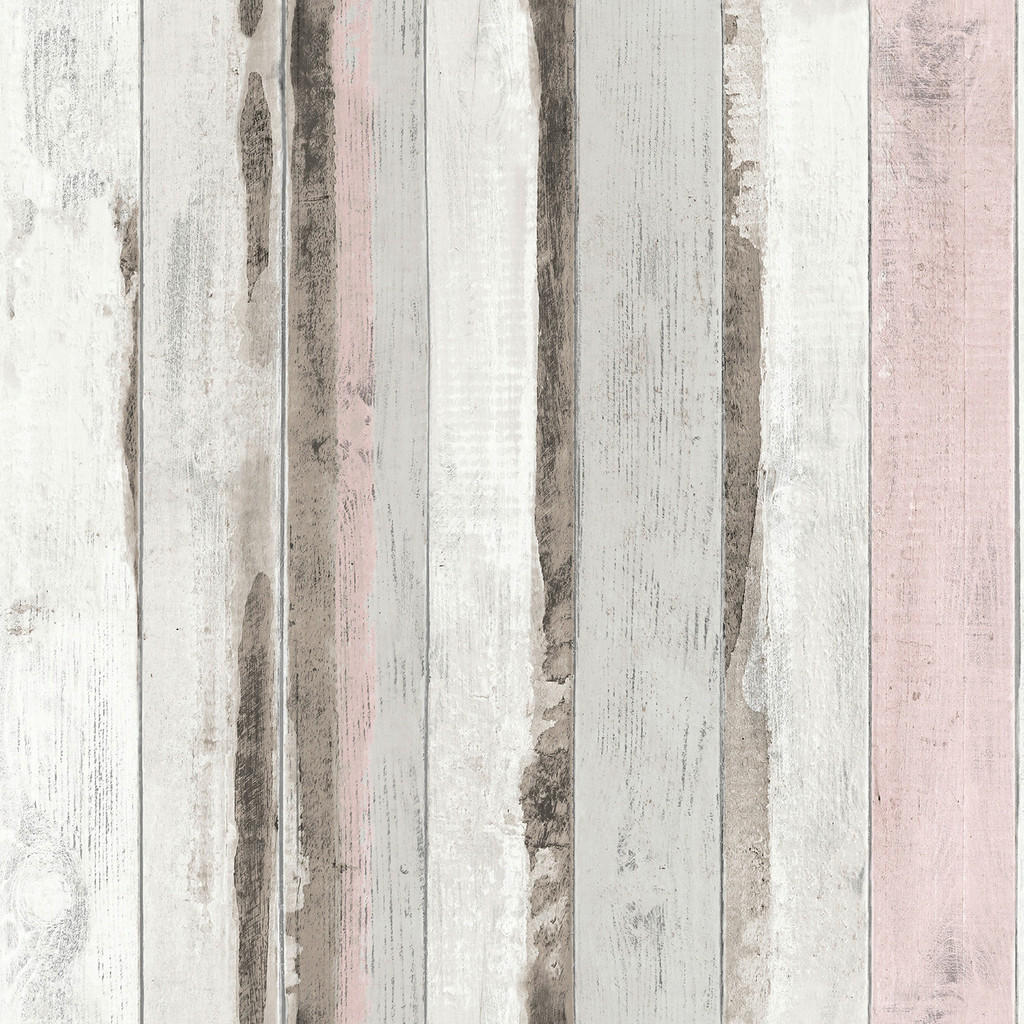 Thumbnail - Papiertapete Holzoptik grau rosa B/L: ca. 53x1005 cm