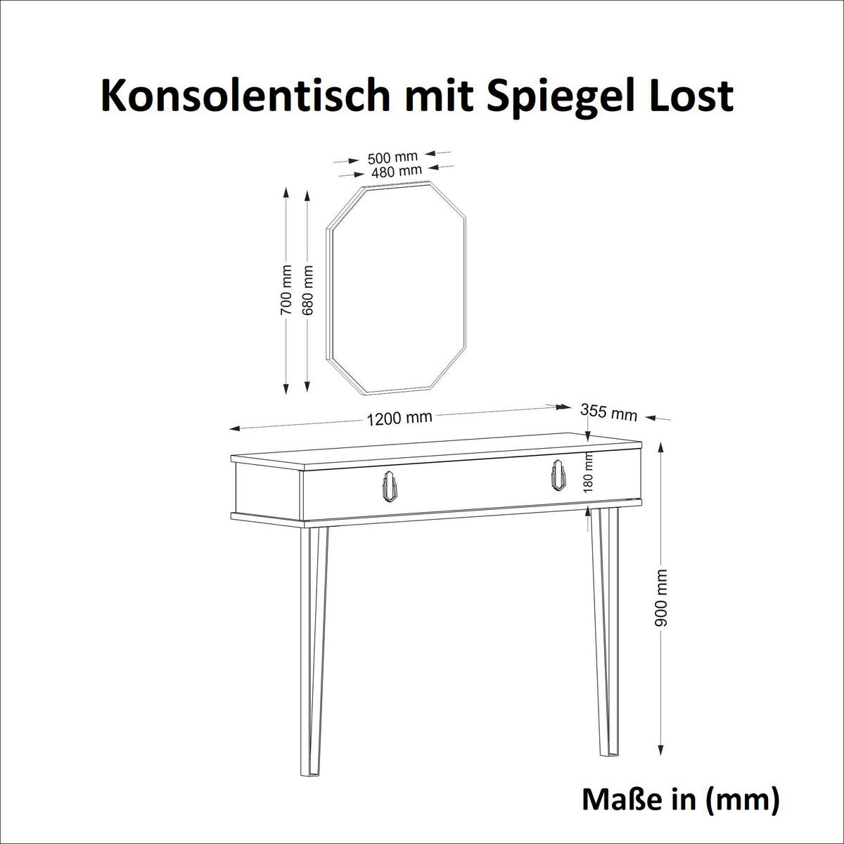 Konsolentisch Lost walnuss Nachbildung Spanplatte B/H/T: ca. 120x90x36 cm Lost - walnuss (120,00/90,00/36,00cm) - moebel17