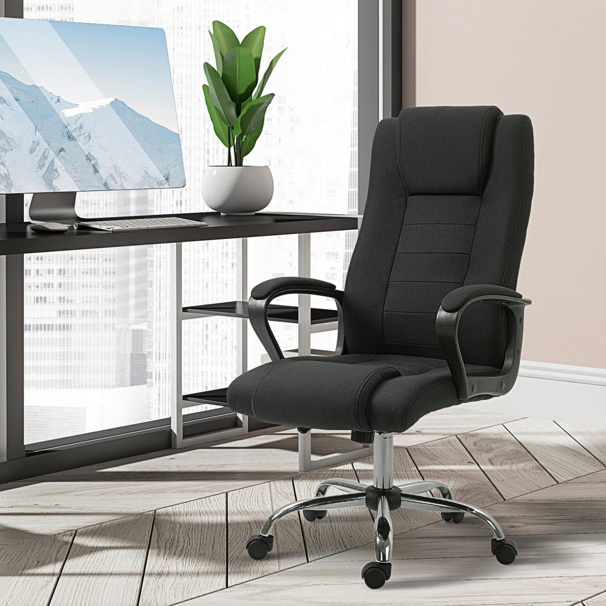 Drehstuhl 921-265BK schwarz 921-265BK - schwarz (65,00/129,00/60,00cm) - Vinsetto