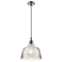 Lamkur Pendelleuchte ASTA 41919 Chrom Glas Stahl H/L: ca. 81x28 cm E27 1 Brennstellen Asta - Chrom (28,00cm) - Lamkur