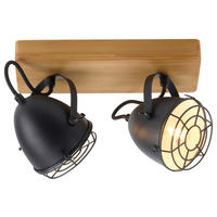 Just Light Spot-Balken BEETLE 15172-18 schwarz natur Metall Holz B/T: ca. 30,5x17 cm E14 2 Brennstellen BEETLE - natur/schwarz (30,50/17,00cm) - Just Light