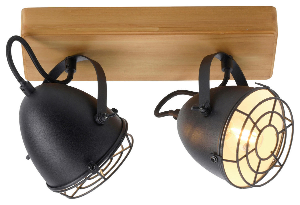 Just Light Spot-Balken BEETLE 15172-18 schwarz natur Metall Holz B/T: ca. 30,5x17 cm E14 2 Brennstellen BEETLE - natur/schwarz (30,50/17,00cm) - Just Light