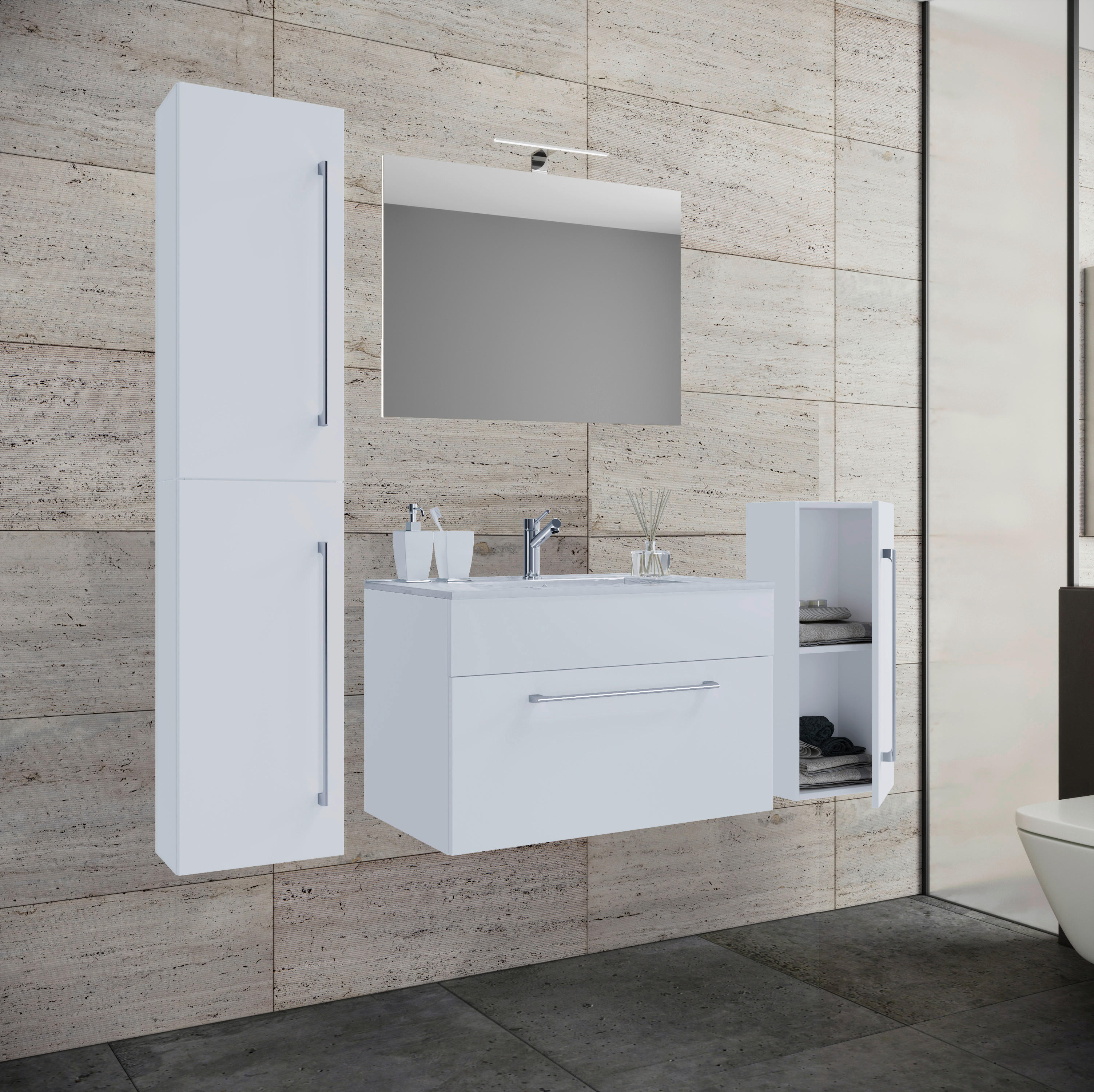 Waschplatz 5tlg-Badinos weiß B/H/T: ca. 80x50x46 cm 5tlg-Badinos - weiß (80,00/50,00/46,00cm) - VCM Möbel
