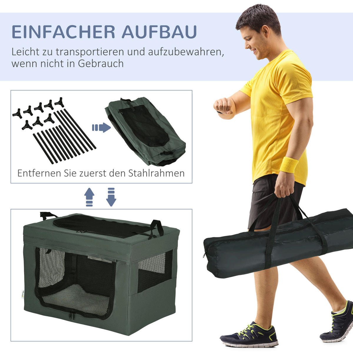 PawHut Hunde-Zubehör grau Edelstahl B/H/L: ca. 42x60x42 cm Hundetasche - grau (42,00/42,00/60,00cm) - PawHut