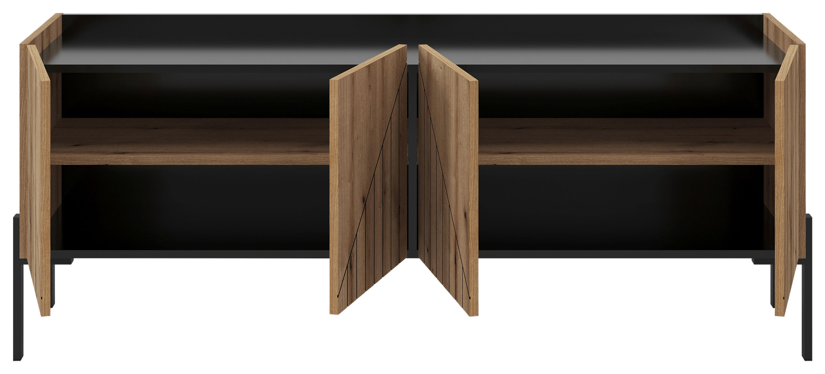 TV-Lowboard Neo Evoke Oak Nachbildung schwarz B/H/T: ca. 153x62x40 cm Neo - schwarz (153,00/62,00/40,00cm) - xonox.home