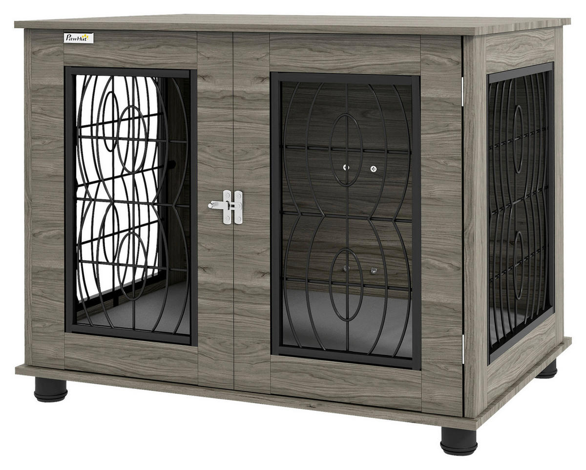 PawHut Hundekäfig grau Spanplatte B/H/L: ca. 56x63x80 cm Hundekäfig - grau (80,00/56,00/63,00cm) - PawHut