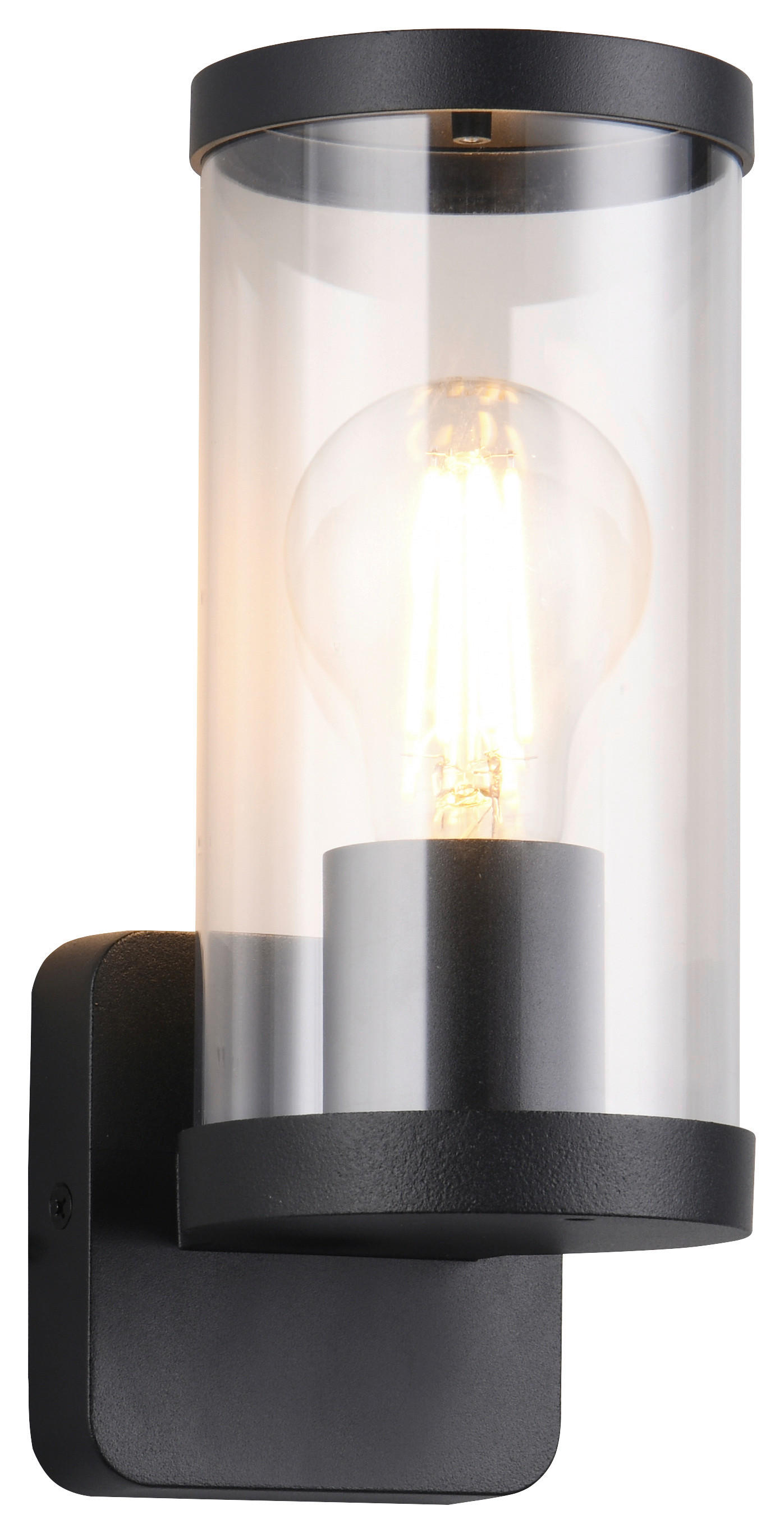 Reality Wandleuchte Bonito R21596132 schwarz transparent Kunststoff Metall B/H/T: ca. 9,5x23x12 cm E27 1 Brennstellen Bonito - schwarz/transparent (9,50/23,00/12,00cm) - Reality