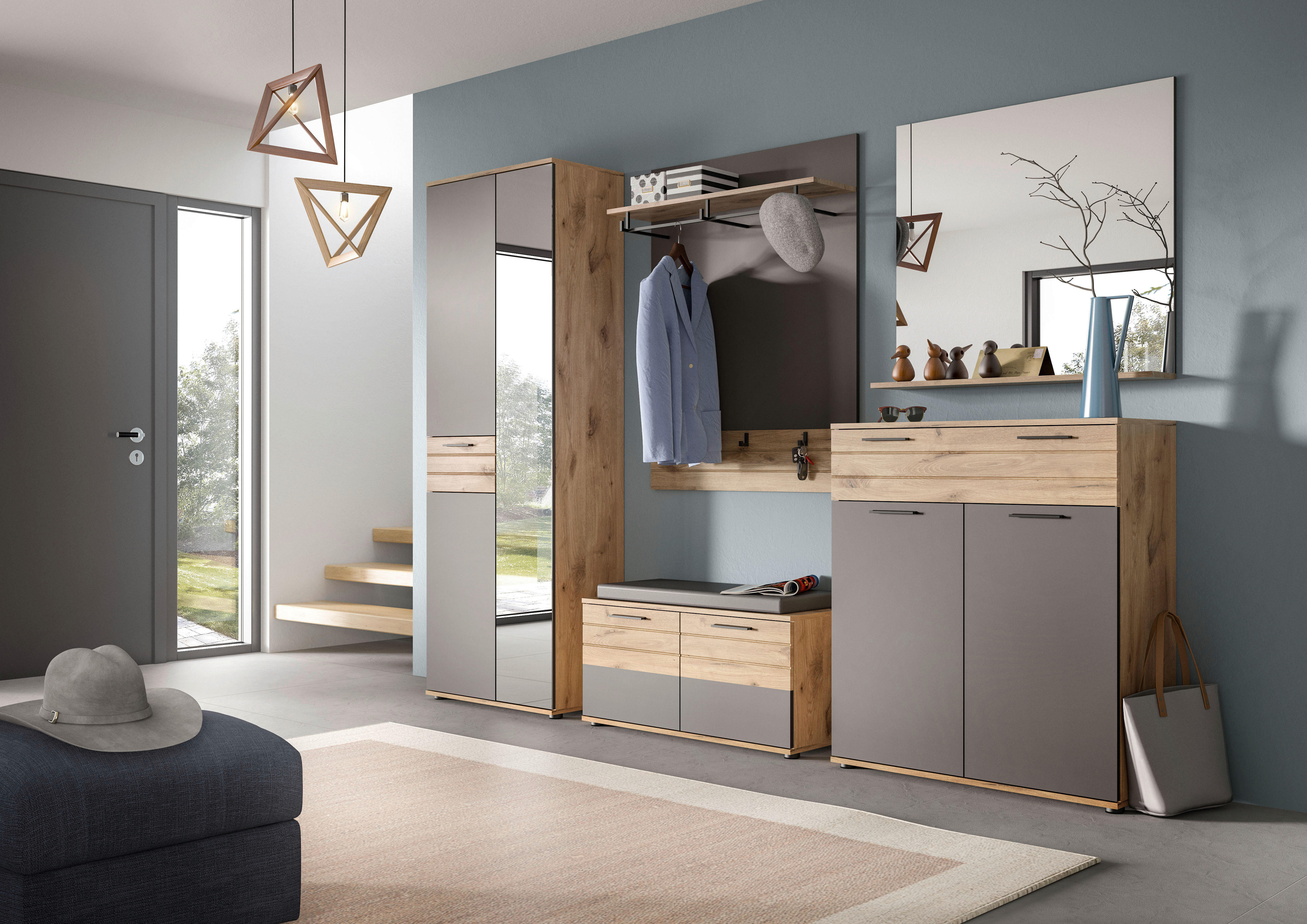 Garderobenschrank Mason Nox Oak Nachbildung dunkelgrau B/H/T: ca. 70x200x37 cm Mason - dunkelgrau (70,00/200,00/37,00cm)