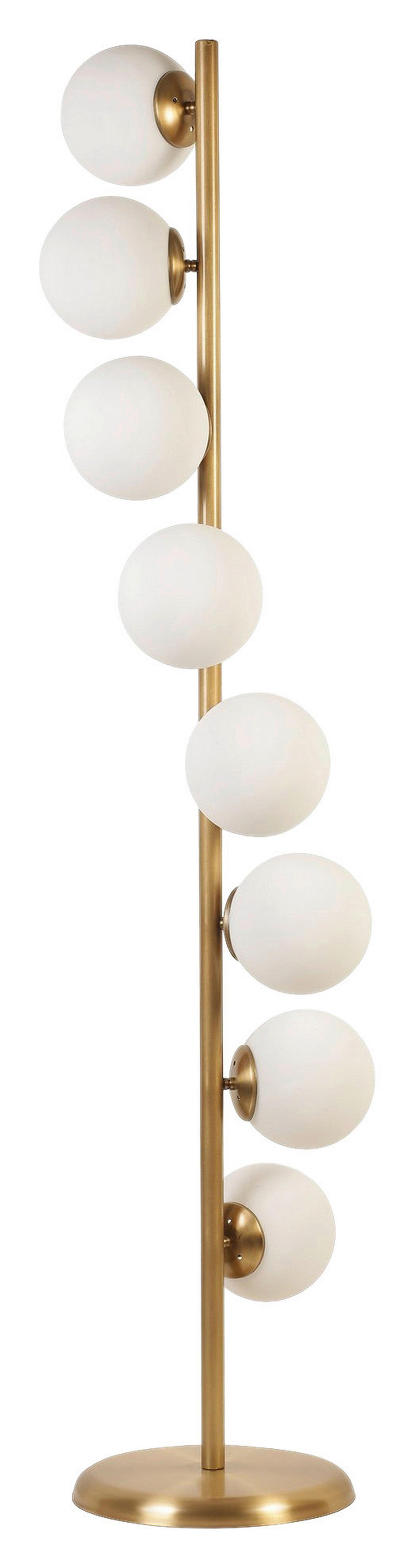 Opviq Stehleuchte weiß Metall Glas B/H/L: ca. 30x155x30 cm E27 8 Brennstellen Stehleuchte_8729-1 - weiß (30,00/30,00/155,00cm) - Opviq