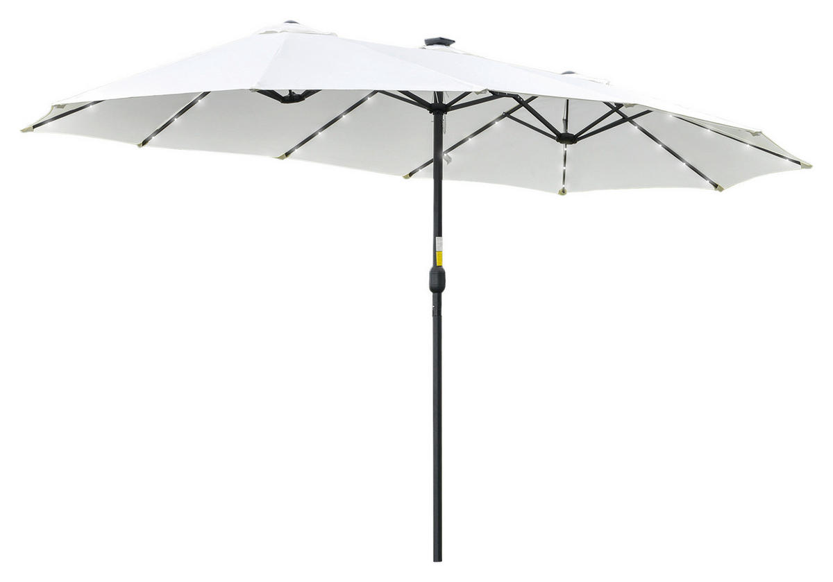 Outsunny Sonnenschirm mit Solar-LED-Leuchte bunt Polyester B/H/L: ca. 265x240x450 cm Sonnenschirm_mit_Solar-LED-Leuchte - bunt (450,00/265,00/240,00cm) - Outsunny