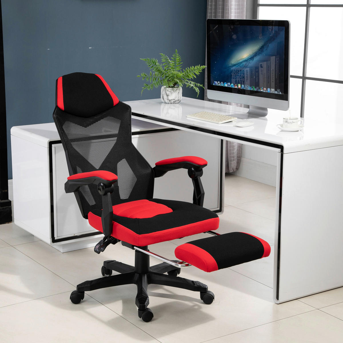 Drehstuhl 921-233 schwarz rot 921-233 - rot/schwarz (58,00/72,00cm) - Vinsetto