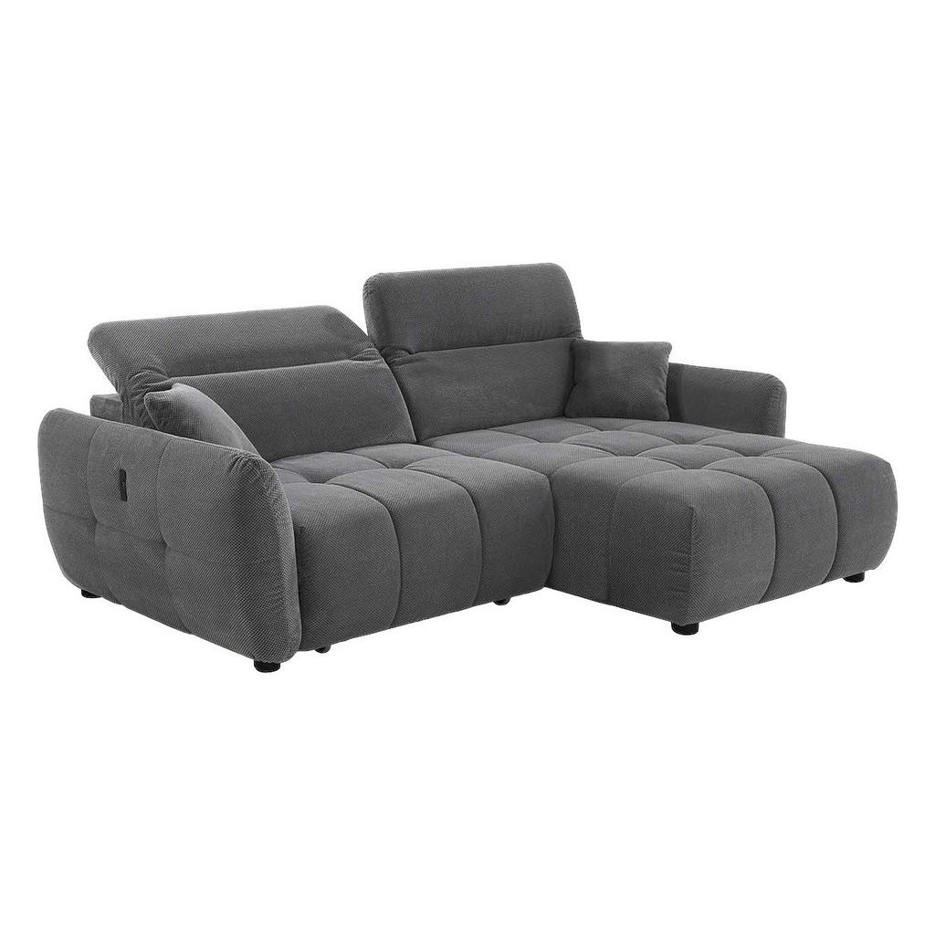 Thumbnail - Ecksofa mit elektrischer XXL Sitztiefenverstellung grau Kord B/H/T: ca. 260x106x191 cm