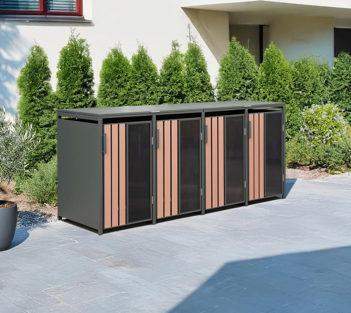 Westmann Mülltonnenbox Status anthrazit B/H/L: ca. 265x116x80 cm Status - anthrazit (80,00/265,00/116,00cm) - Westmann