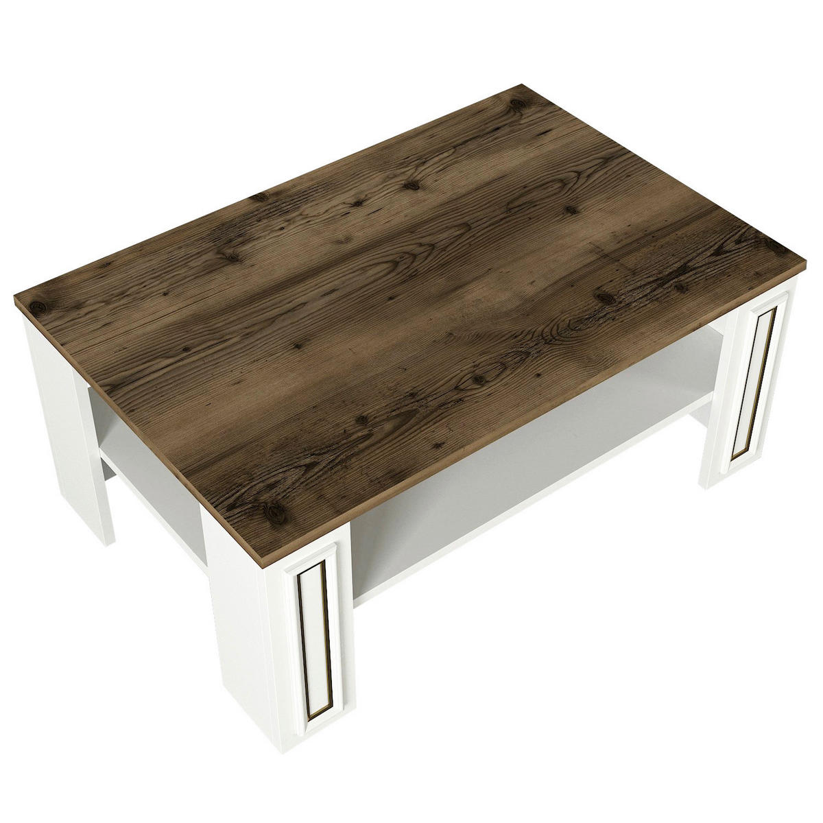 Couchtisch Sansa weiß walnuss Nachbildung B/H/T: ca. 90x38x60 cm Sansa - weiß/walnuss (90,00/38,00/60,00cm) - moebel17