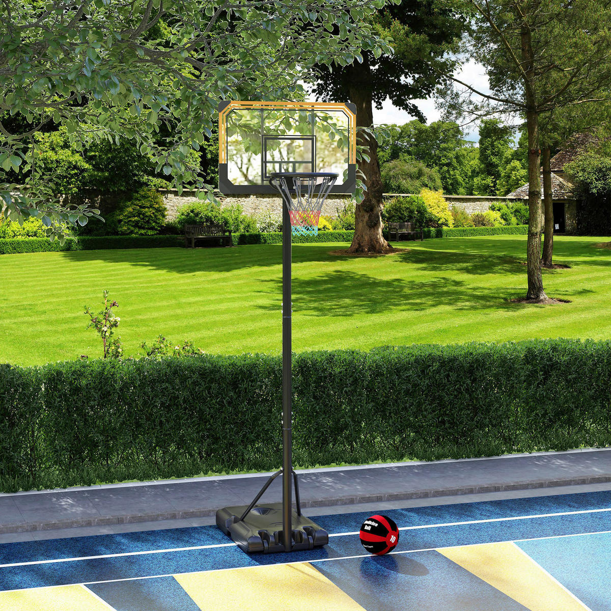 SPORTNOW Basketballkorb schwarz B/H/L: ca. 74x264x71 cm Basketballkorb - schwarz (71,00/74,00/264,00cm) - SPORTNOW