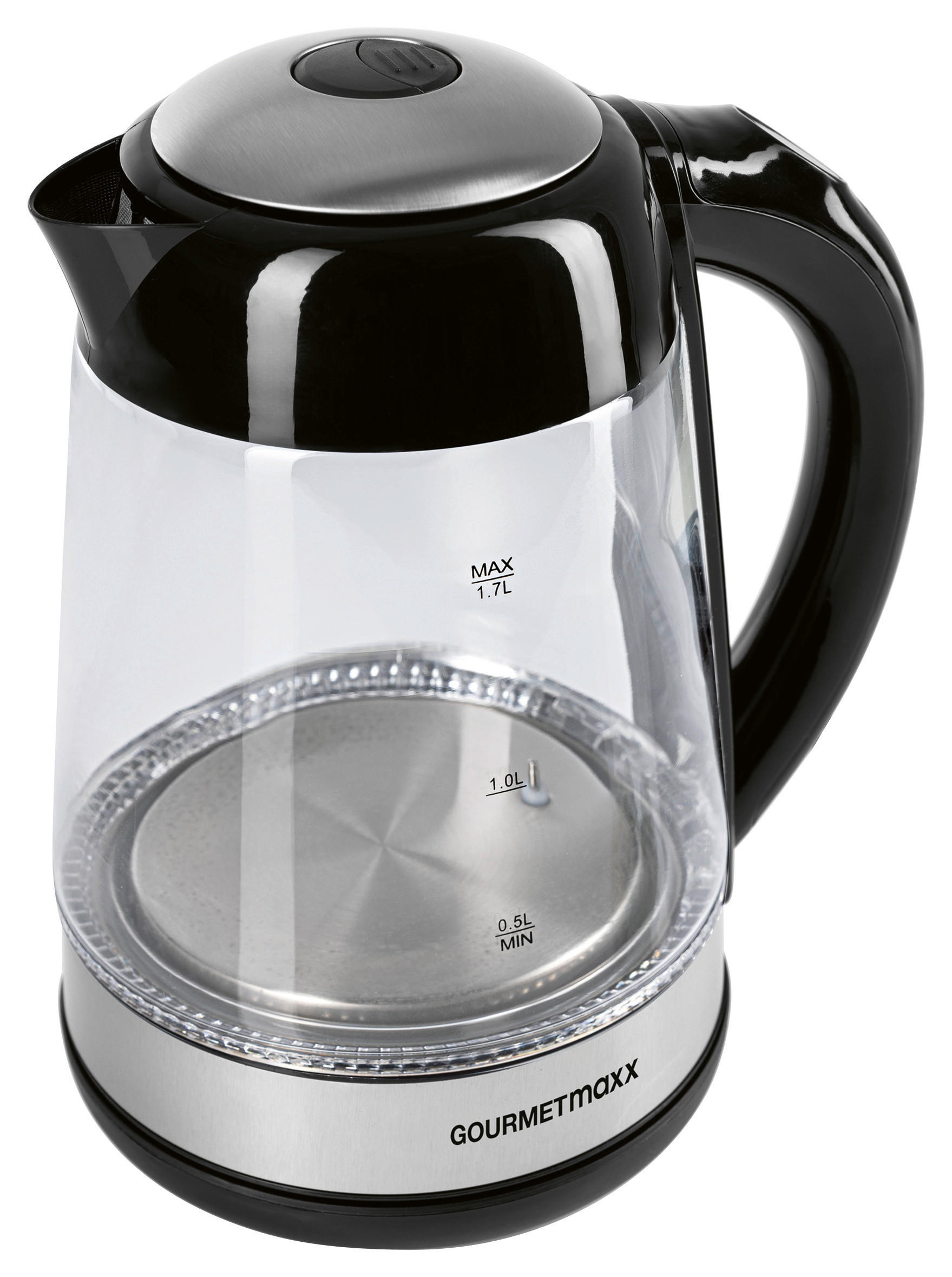 GOURMETmaxx Wasserkocher LED-Wasserkocher_Glas - schwarz (22,00/18,70/25,00cm) - GOURMETmaxx