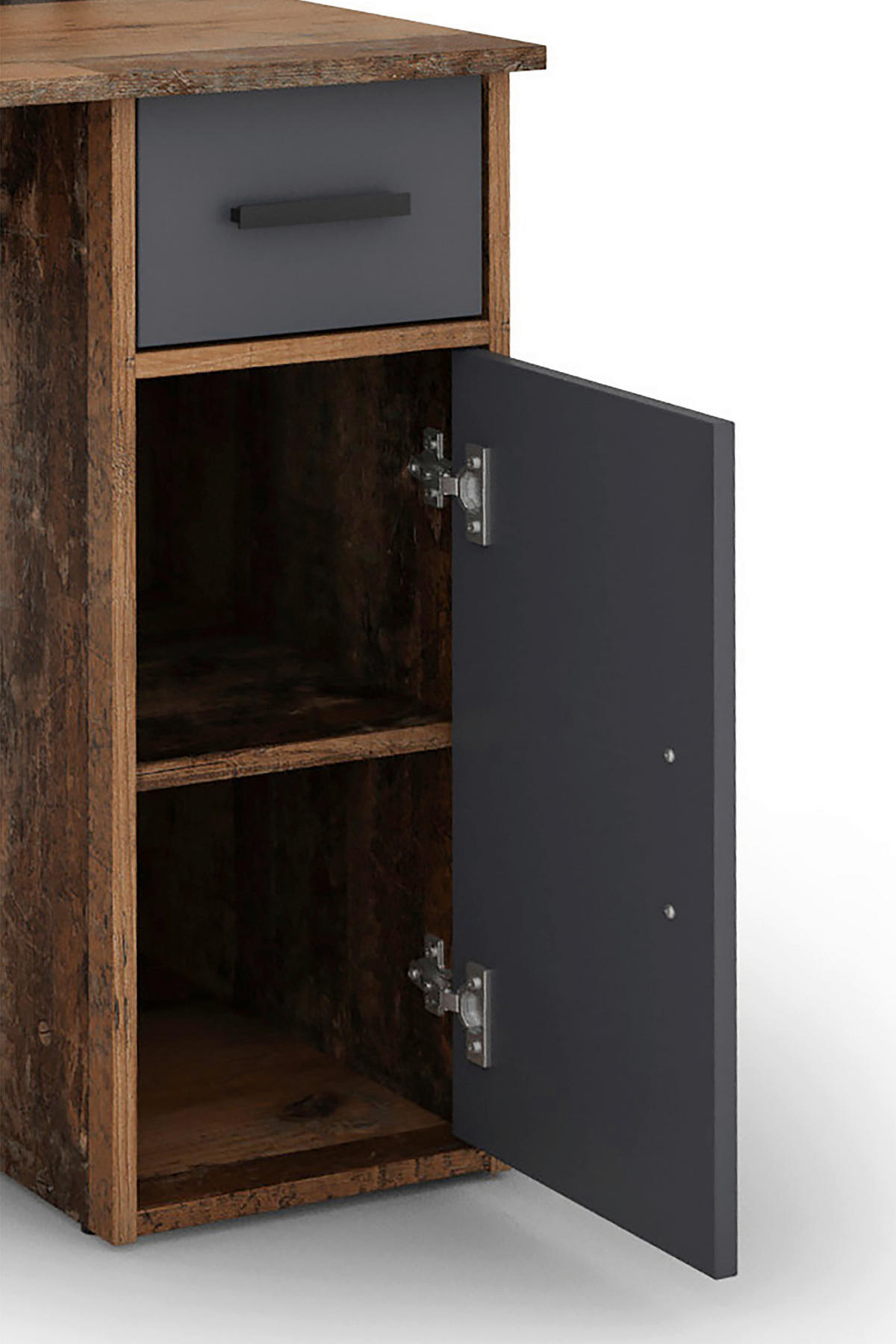 Schreibtisch DIEGO Eiche Old Wood Nachbildung anthrazit DIEGO - Eiche/anthrazit - byLIVING