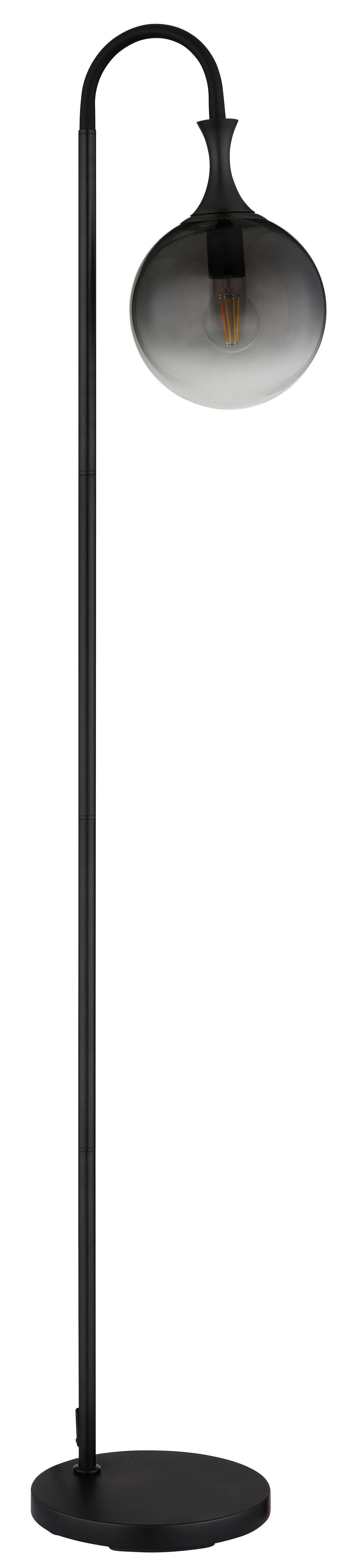 GLOBO Stehleuchte mattschwarz Rauch Kunststoff Metall Glas B/H/T: ca. 29x152x25 cm E27 1 Brennstellen DALTON - mattschwarz/Rauch (29,00/152,00/25,00cm) - GLOBO