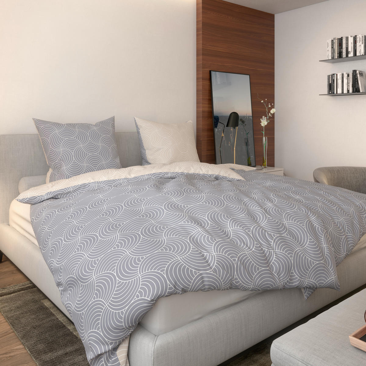Baumwoll Bettwäsche Renforce Bettwäsche_Renforce_Bogen - beige/grau (155,00/220,00cm)