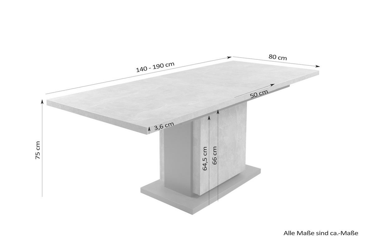 Tisch BRITTA Beton Optik anthrazit B/H/T: ca. 140x75x80 cm BRITTA - Beton/anthrazit (140,00/75,00/80,00cm) - byLIVING