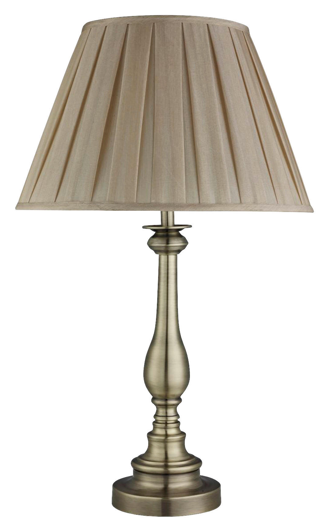 Searchlight Tischlampe messing Textil Stahl B/H/L/D: ca. 40x62x40x40 cm E27 1 Brennstellen Flemosh - messing (40,00/40,00/62,00cm) - Searchlight