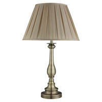 Searchlight Tischlampe messing Textil Stahl B/H/L/D: ca. 40x62x40x40 cm E27 1 Brennstellen Flemosh - messing (40,00/40,00/62,00cm) - Searchlight