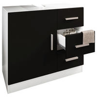 Waschbeckenunterschrank Zalo weiß schwarz B/H/T: ca. 63x56x30 cm Zalo - weiß/schwarz (63,00/56,00/30,00cm) - VCM Möbel