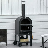 Outsunny Pizzaofen mit Schornstein schwarz Stahl B/H/L: ca. 54x161x63 cm Pizzaofen 846-085 - schwarz/silber (63,00/54,00/161,00cm) - Outsunny
