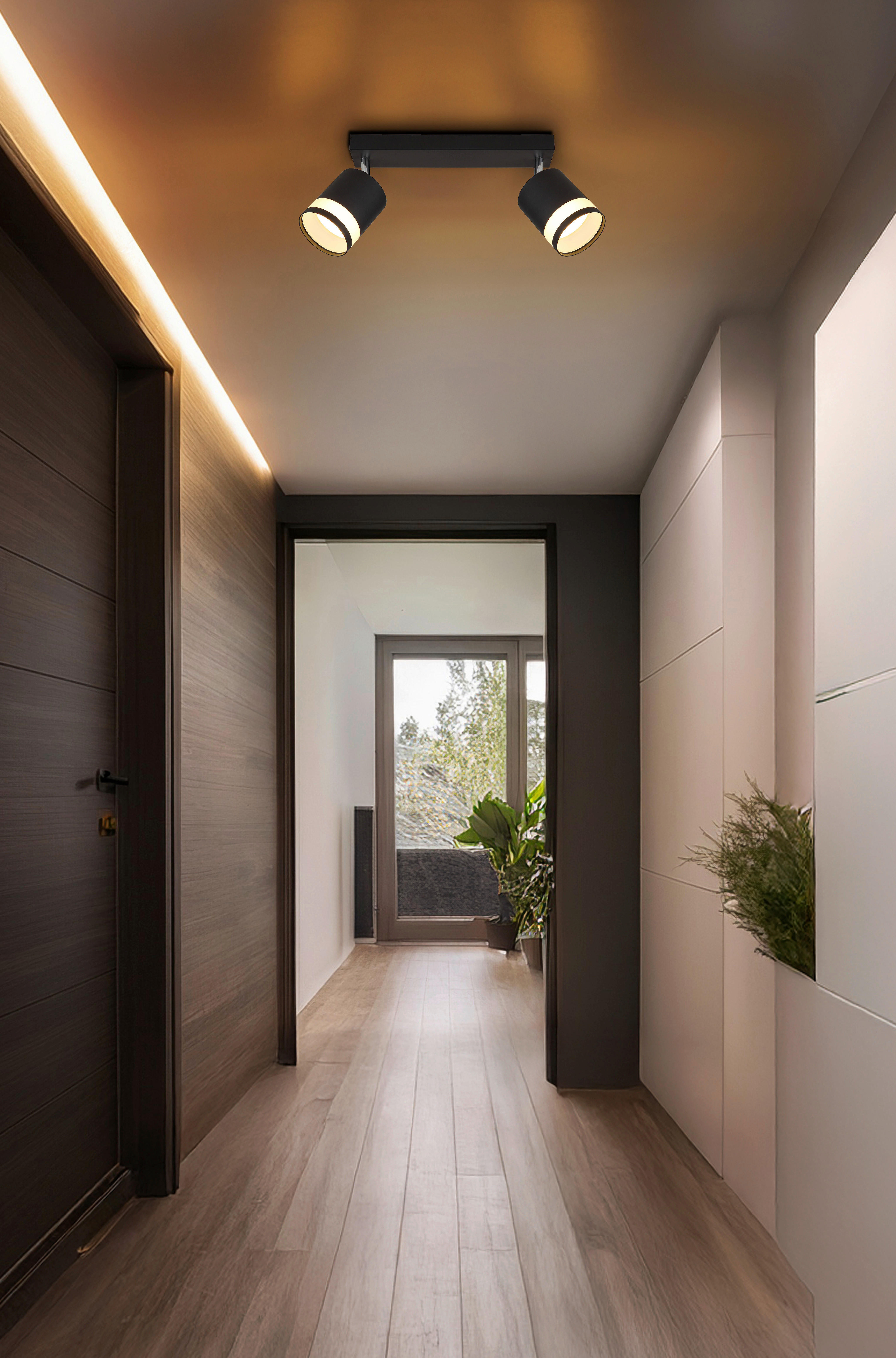 GLOBO Strahler Lucero - schwarz/Opal (30,00/8,20/18,50cm) - GLOBO