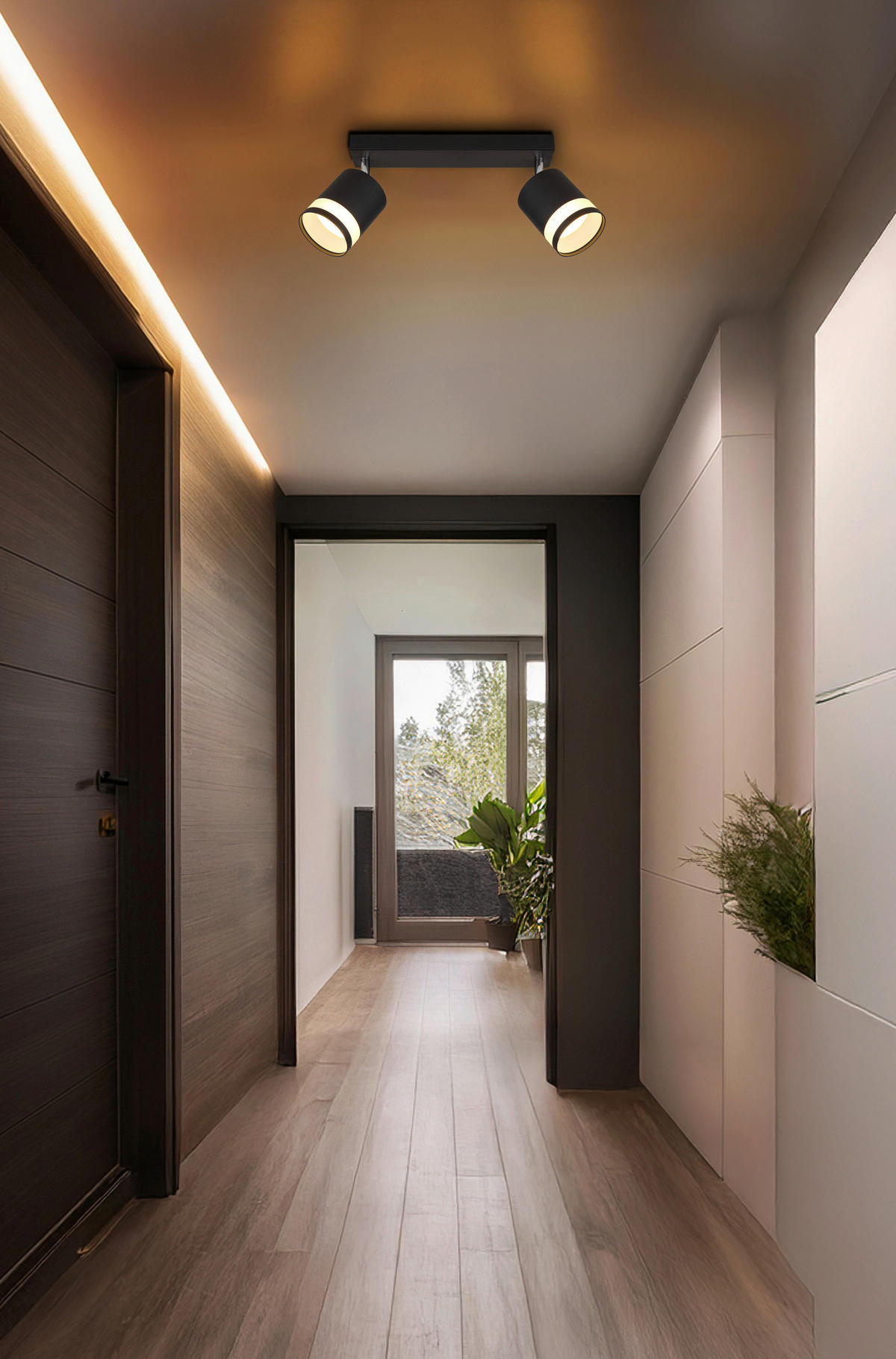 GLOBO Strahler Lucero - schwarz/Opal (30,00/8,20/18,50cm) - GLOBO