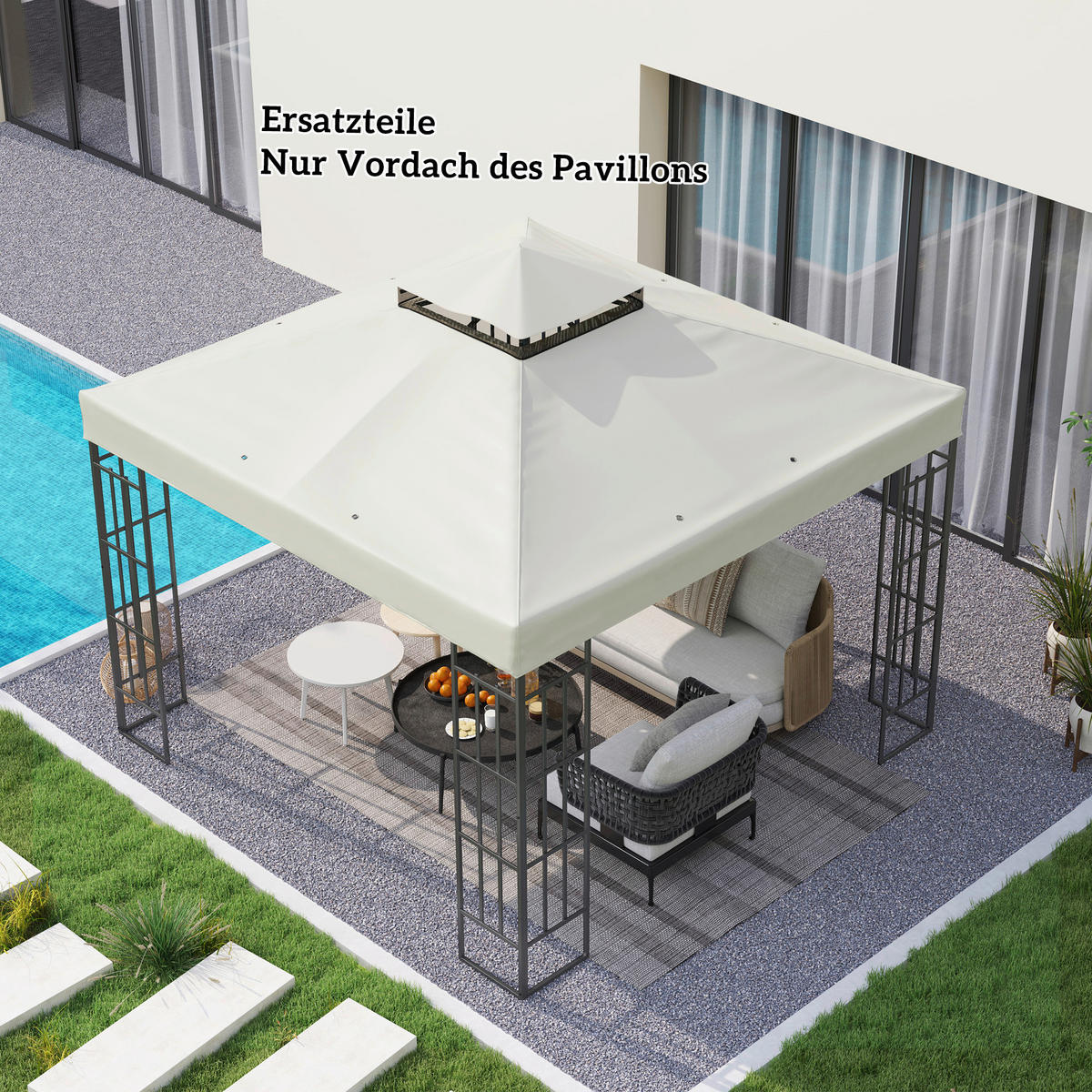 Outsunny Pavillondach hellgrau Polyester B/H/L: ca. 300x1x300 cm Pavillon Ersatzdach - hellgrau (300,00/300,00/1,00cm) - Outsunny