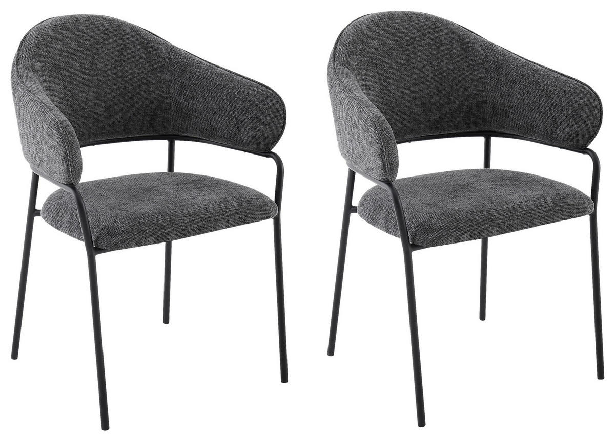 Stuhl CURVE schwarz grau Metall Stoff B/H/T: ca. 60x86x58 cm CURVE - schwarz/grau (60,00/86,00/58,00cm) - byLIVING
