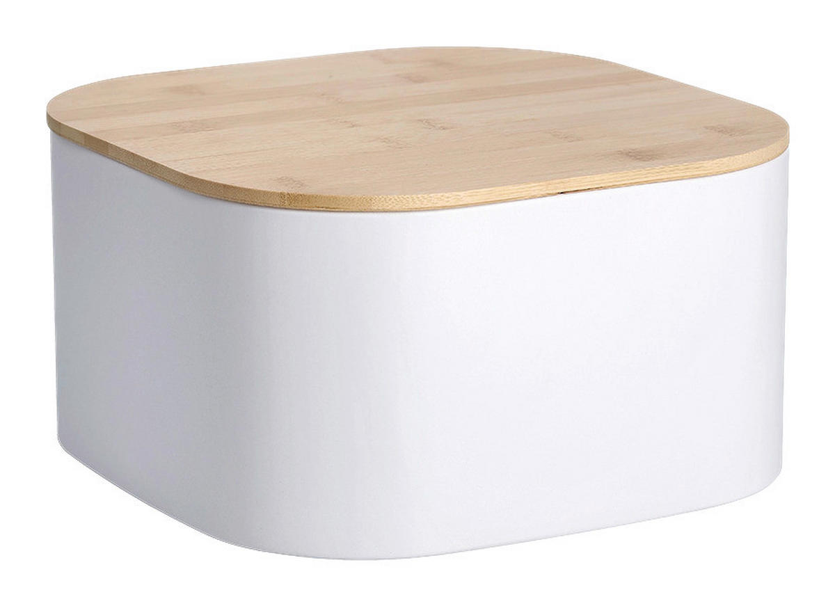Zeller Brotkasten weiß Stahl B/H/L: ca. 27x15x27 cm Brotkasten_mit_Bambusdeckel - weiß (27,00/27,00/15,00cm) - Zeller