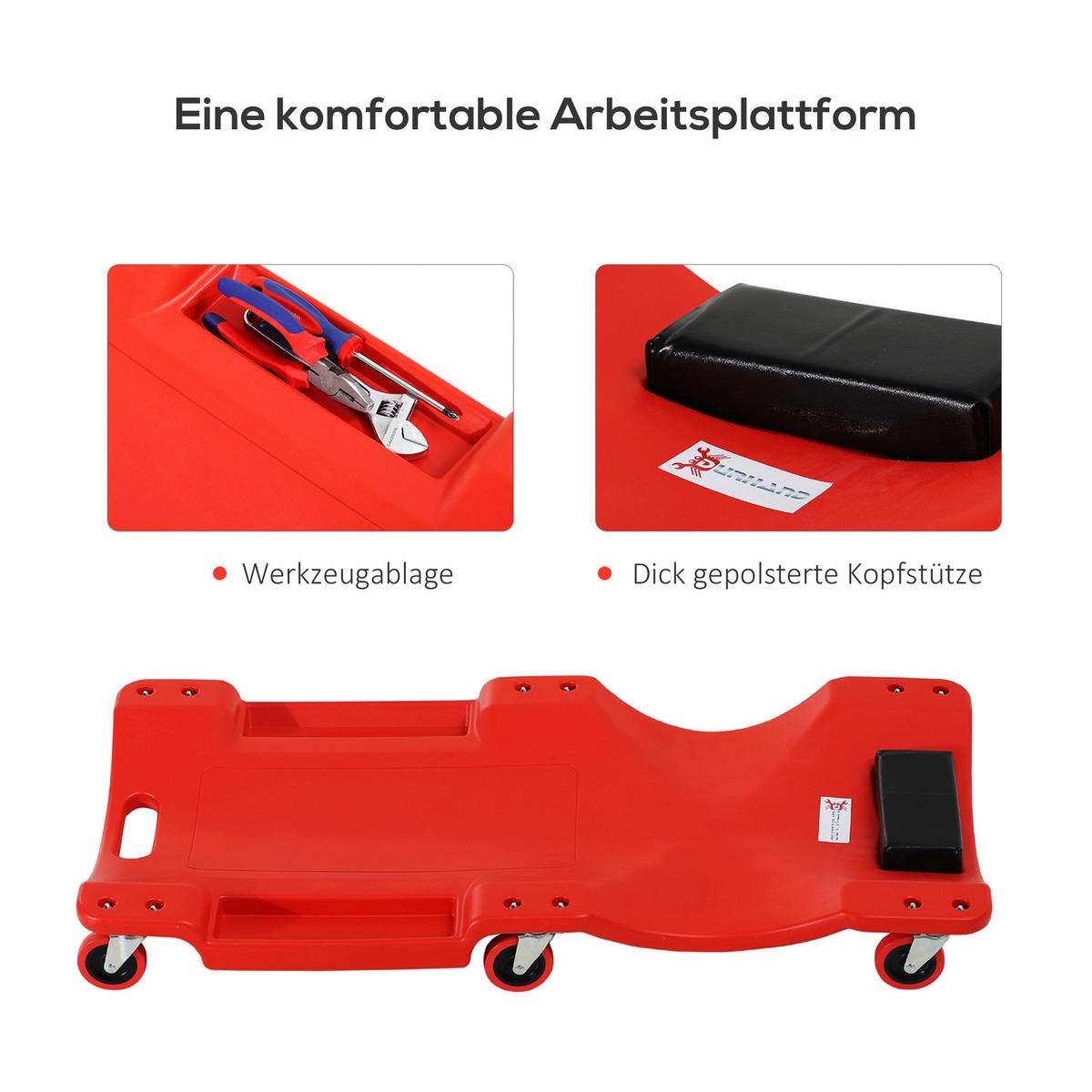 Werkstatt-Zubehör rot B/H/L: ca. 48x100x12 cm Rollbrett - rot (12,00/48,00/100,00cm) - DURHAND