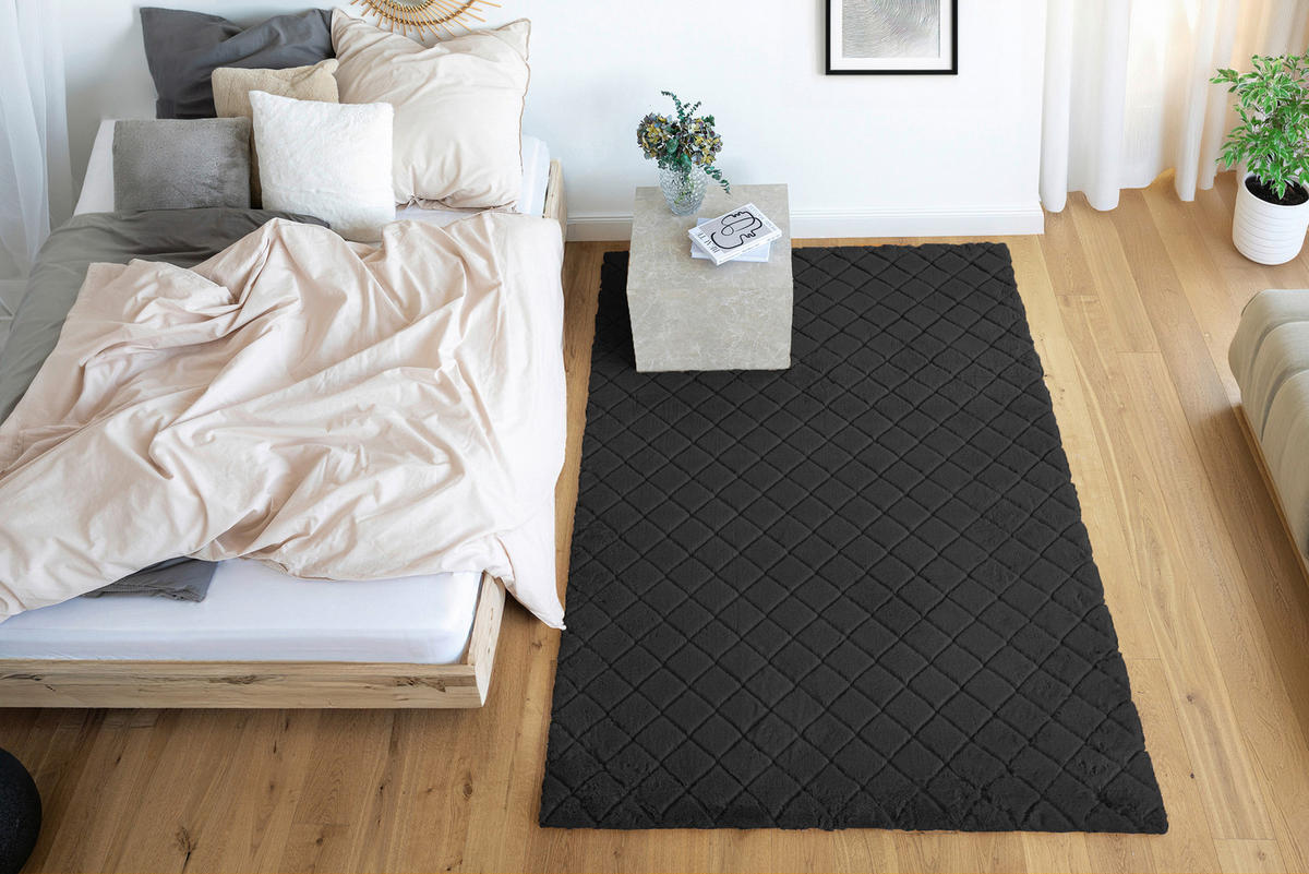 Padiro Hochflorteppich Imala 125 schwarz B/H/L: ca. 80x3x150 cm Imala 125 - schwarz (150,00/80,00/3,00cm) - Padiro