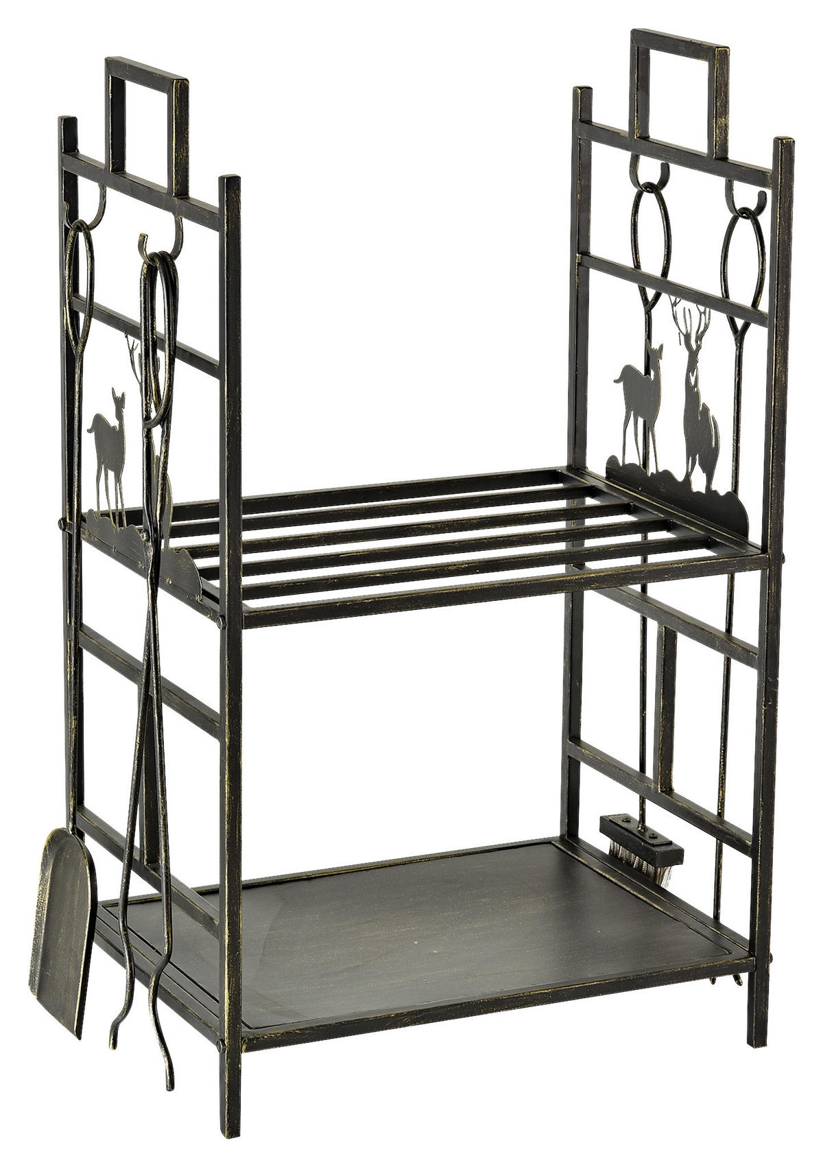 Outsunny Kaminholzständer altgold B/H/T: ca. 52x77x33 cm ca. 80 kg Kaminholzständer  MH842-152 - altgold (52,00/77,00/33,00cm) - Outsunny