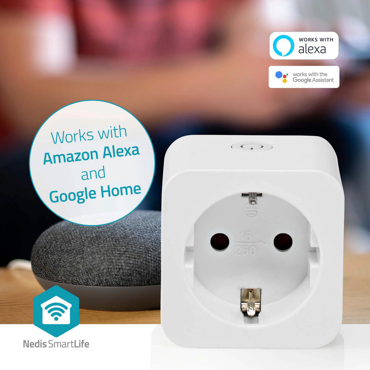 Nedis Smart-Stecker weiß Kunststoff B/H/L: ca. 5,47x8,25x5,47 cm SmartLife - weiß (5,47/5,47/8,25cm) - Nedis